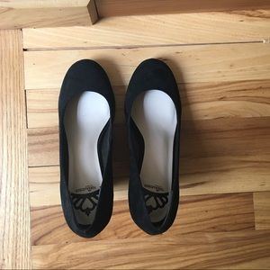 Fergalicious black wedges, never worn